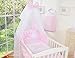 11 pcs BRAND NEW LITTLE PRINCESS PINK BABY BEDDING SET, CANOPY, HOLDER - COT OR COT BED (COT)