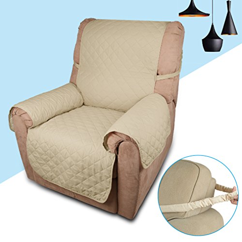 Auralum Hochweitig Polyester Sofabezug Sofaüberwurf 177*56 beige 1 Sitzer waschbar - 3