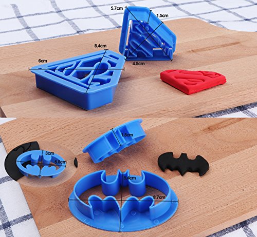 ilauke 4tlg. Keks Fondant Ausstecher Batman Super Hero Ausstechformen Superman Sugarcraft Cake Cookies Toast Cutter Dekoration Modellierwerkzeug Deko Stempel Set - 3