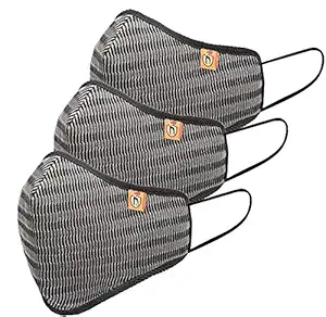 Marc Loire Mesh Standard Size Adult ISO CE certified Reusable/Washable 5-Layered Outdoor Protection Face Mask with Improved Ear Loops for Men/Women (Gray) - Pack of 3