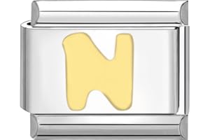 papasgix Italian Charms Module Buchstaben A-Z für 9mm Italian Charm Bracelet Gold DIY Italian Style Charms für Damen Abnehmbar Italienisches Charm Armband Zubehör Junge Mädchen Geschenk