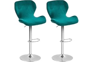 Levoberg 2 pezzi Coprisedia da bar curvo in velluto elasticizzato per sedia da bar con schienale elastico copertura sgabello alto da cucina, blu pavone