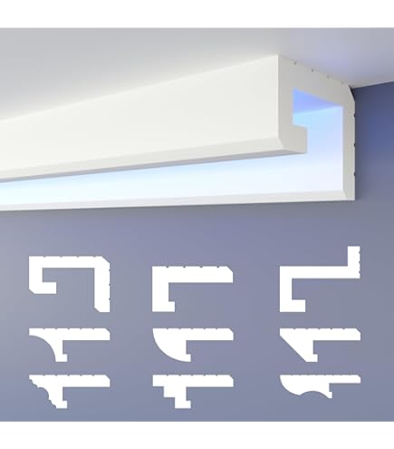 LED stuclijsten van HDPS - extreem resistent, sneeuwwit & modern - (2 meter KH903) stucprofiel plafondprofiel wandlijsten stucwerk lichtprofiel