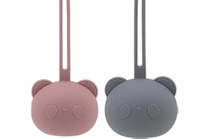 Airfish Silicone Dummy Holder Case Set, 2 Pack Pacifier Case, BPA Free Baby Pacifier Holder Case, Portable Soother Pods for Baby Travel Pacifiers for Boys and Girls (Gray Blue and Dark Pink)