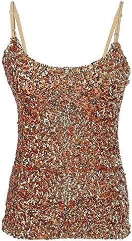 Livedeal Women Sexy Camisole Sequins Tank Tops Gold