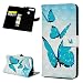 Produktbild Honor 7A Pro Handyhülle Huawei Y6 Prime 2018 Hülle Case Muster Leder Tasche Flipcase Cover Silikon Schutzhülle Handytasche Skin Ständer Klapphülle Schale Bumper Magnet Ledertasche-Blau Schmetterling