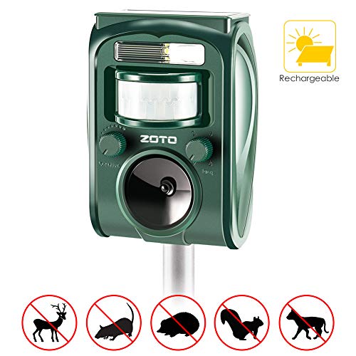 ZOTO Ultrasuoni Repellente Gatti, Solar Animale Repeller Impermeabile per Allontanare Animali, Topi, Cani, Gatti, Uccelli