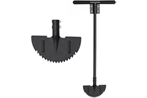 Starbover Rasenkantenstecher Schwarz, Manueller Kantenscheren mit Stiel 93cm, Scharfer Sägezahn Halbmond Rasenschäler Reinigungsschaufel für Gehweg, Hof, Garten, Blumenbeet, Einfassung, Kabelverlegung