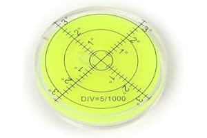 ANDREW'S MEASURING TOOLS Acrílico de gran espiral, nivel de burbuja 60 mm de diámetro, grados – carcasa acrílica, nivel de superficie, bulls Eye Bullseye Vial redondo – perfecto para trípode y más