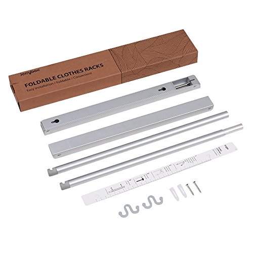 Jerrybox Klappbarer Wand-Kleiderständer Kleiderhaken Wandgarderobe Einstellbare Kleiderstange, Geeignet für Wohnzimmer, Bad, Schlafzimmer, Büro, Platzsparend und Einfache Montage, 32cm x 29 cm x 3 cm, Silber - 7