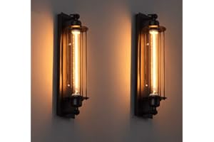 TOHMLAPE Lampade da parete Vintage Retro Cafés lampade a candela da parete Tube della gabbia Loft Luce Bianca Calda [Classe di efficienza energetica A]{LED 8W incluso}