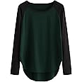 Fabricorn Cotton Maroon and Black Coloured Raglan Full Sleeve Up and Down Tshirt for Women