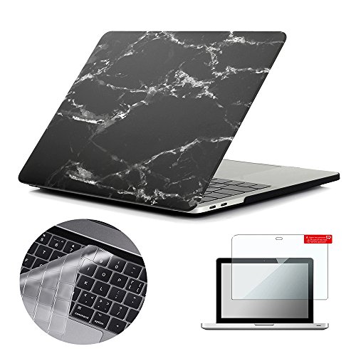 se7enline 2016 MacBook Pro 13 Fall Marmor Muster Kunststoff Hard Cover für MacBook Pro 33 cm A1706/A1708 W/OUT TOUCH Bar Touch ID (Neueste 2016) mit Tastatur, Displayschutzfolie schwarz / weiß schwarz / weiß 2016 Macbook Pro 13 inch