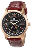 Constantin Durmont Herren-Armbanduhr Calendar Phase of Moon Analog Quarz Leder CD-CALE-QZ-LT-RGRG-BK, Rosegold