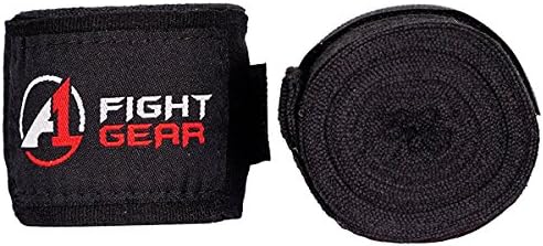 A1 Fight Gear Professional Boxing Hand Wraps | Perfect for Boxing, Kickboxing, MMA, Muay Thai | 4.5m Handwraps Elastic Bandages - Black, Red