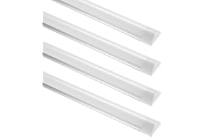 PAPASBOX 4 PCS Tubo de Luz LED 20W, 2400LM 2ft 60CM de Techo, Blanco Cálido 3000K 130°Ángulo Lámpara para Sala de Estar, Baño, Cocina, Garaje, Oficina, Almacén