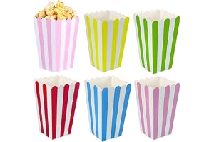 50 stycken popcor lådor små, 5 färger påsar, papper godisbehållare för snacks godis filmkväll födelsedagsfirande (11 × 7 × 5
