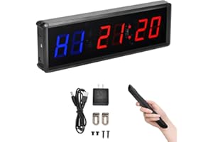 PULIVIA Reloj Gimnasio Temporizador intervalo 1.5 Pulgadas, Temporizador Cuenta atrás/Arriba, cronómetro con Control Remoto, Temporizador de intervalo LED programable para Gimnasio en casa Ejercicio