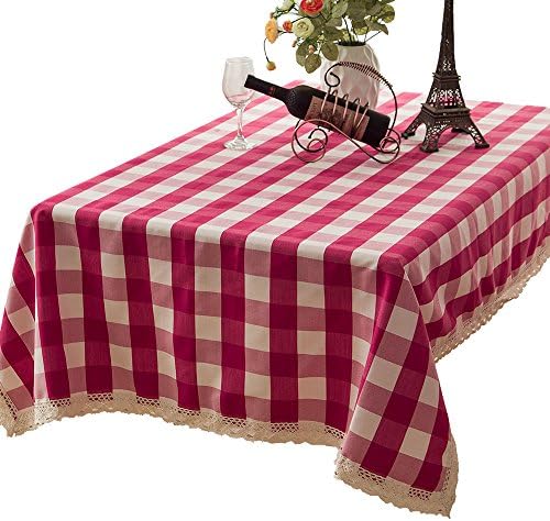 R.LANG Lattice Heavy Weight Fabric Tablecloth Oval 60 x 84-inch(152cm x 213cm) Spillproof Jacquard Tablecloth Rose Red