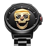 jiangyuyan Herren Skull Ultradünn analog Quarzwerk Uhren Mit Edelstahl 160003