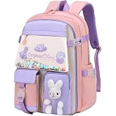 Kore Tarzı Aksesuarlı Kız &Ccedil;ocuk İlkokul Ortaokul &Ccedil;antası Sırt &Ccedil;antası | Tavşan Fig&uuml;rl&uuml; Aksesuar, Fosforlu G&uuml;venlik Şeridi, 18