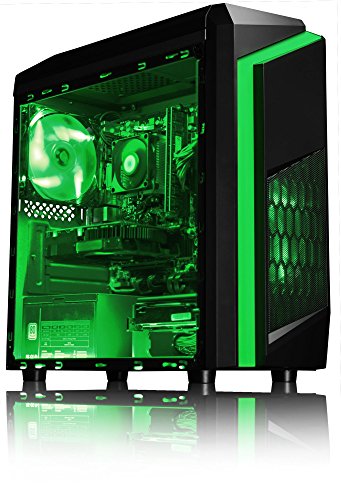VIBOX Killstreak GS310-92 Komplett-PC Paket Gaming PC – 3,9GHz Intel i3 Dual Core CPU, GT 710 GPU, preiswerte, Desktop Gamer Computer mit Spielgutschein, 22″ HD Monitor, Gamer Tastatur & Mouse, Windows 10, Grün Innenbeleuchtung, lebenslange Garantie* (3,9GHz Intel i3-7100 Dual-Core Kabylake CPU-Prozessor, Nvidia GeForce GT 710 1GB Grafikkarte GPU, 32GB DDR4 2133MHz RAM, 2TB (2000GB) SATA III 7200rpm Festplatte, 400W 85+ Netzteil, CIT F3 Grün Gaming Geh§use, Intel B250 LGA1151 Mainboard) - 3