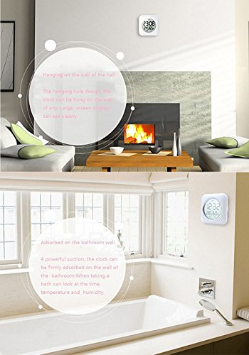 Wasserdicht Dusche Uhr LCD-Display, Digital-Badezimmer-K¨¹chen-Wand-Saugnapf Uhr, Big Desktop-Tischuhr - 8