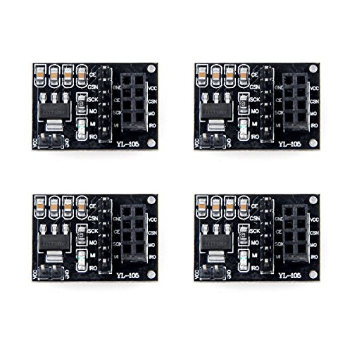 MakerHawk 4pcs NRF24L01 + drahtloses Modul mit Breakout Adapter 3.3V Regler On-Board für Intellective Car - 5