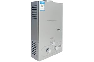 CDZHLTG Scaldabagno a Gas GPL 16L 32kW, Portatile Istantaneo Senza Serbatoio Scaldabagno Butano Propano, Doccia allaperto Bagno, Adatto Casa Campeggio Esterno RV, con Doccia Kit