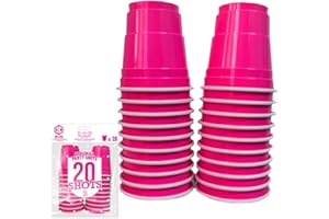 ORIGINAL CUP Pack de x20 Original Pink Shot Cups Officiels | Shots Américains 4cl Pink | Beer Pong | Shooters Qualité Premium | Gobelets en Plastique Réutilisables | Lavables Lave-Vaisselle | OriginalCup®