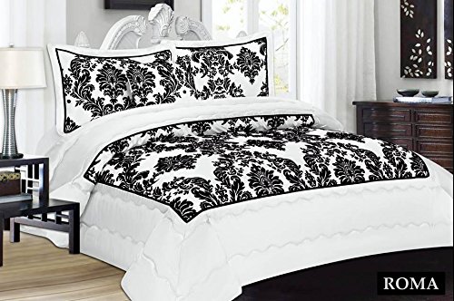 Royal Damask King Size Duvet Cover Set White Black Bedding 230x220cm +2pillowcses 50x75cm