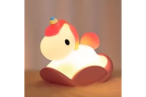 Tyreses Luce Notturna Bambini, Unicorno Lampada Notturna, Silicone Lampada LED Luci Notturne, Touch Dimmerabile Ricarica USB 30 Minuti Timer Lampada da Comodino Cameretta Bambina Regalo Neonato-Rosa