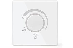 DEWIN Controlador de velocidad continuo for ventilador de techo, regulador de intensidad tipo 86, interruptor de pared for montaje en superficie