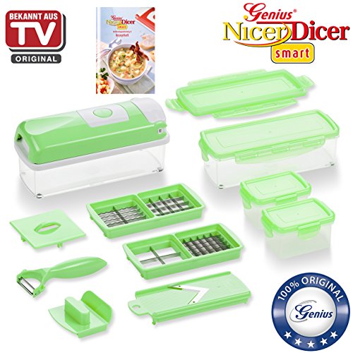 Genius Nicer Dicer Smart | Neon-Grün | 15 Teile | Alles-Schneider | Hobeln | Würfeln | Schneid-Gerät | TV-NEU - 5
