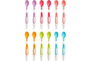 Munchkin Soft Tip Toddler & Baby Spoons| Baby Weaning Spoons Set with Ergonomic Handles| Dishwasher Safe Plastic Cutlery| BPA Free Baby Feeding Spoons & Dessert Spoons for Babies| 12 Pack