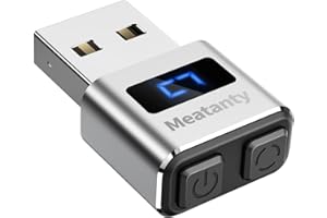 Meatanty Metalowa myszka Tiny Mouse Jiggler – USB Mover Undetectable, automatyczny shaker z ekranem, 3 tryby ruchu, Wiggler Giggler Toggler Toggler do komputera/komputera/laptopa, aktywny, srebrny