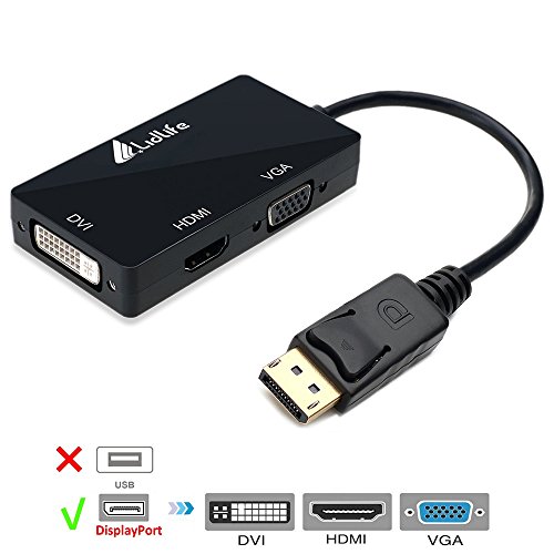 Displayport zu HDMI / DVI / VGA Lidlife M0401 DisplayPort Stecker auf Buchse 3-in-1 Adapter Konverter Kabel