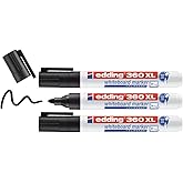 edding 360 XL beyaz yazı tahtası kalemi, siyah, 3'l&uuml; set, yeniden doldurulabilir