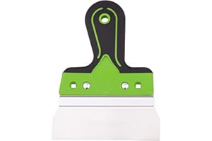 Mivos Breitspachtel aus Edelstahl 150 x 60 mm - Fassadenspachtel mit Aluhalter und Softgriff - Flächenspachtel mit 150mm Klingenbreite - Rostfreie Putzspachtel