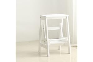YILANG Sgabello Step Step sgabello a 2 gradini, legno Grande gradini scala Multifunzione Pieghevole Pieghevole Cucina Step Sicurezza Sicurezza antiscivolo Panca per scarpe da stiro/Flower Rack, Bianco
