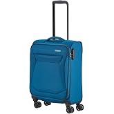 travelite IATA Cabin Luggage Size 4 Wheels Soft Shell CHIOS Series Trolley with Edge Protection and Hitch Function, 55 cm, 34