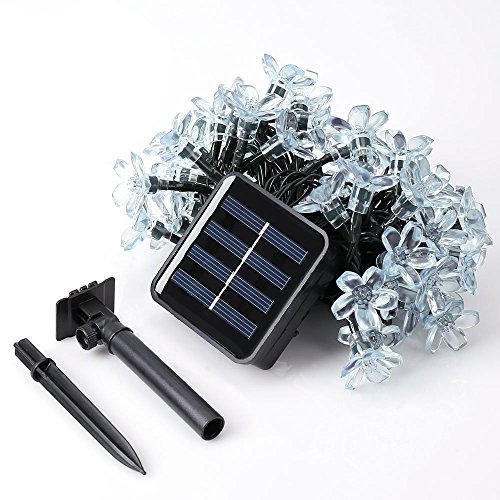 Led Solar Lichterkette Blüten, (7M) 50 LED Wasserdicht Weihnachtsbeleuchtung Außen für Garten, Bäume, Terrasse, Weihnachten, Hochzeiten, Partys, Innen- und (Mehrfarbig) - 7