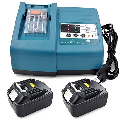 Werkzeug Akku 18V und 1,5A Ladegerät für Makita DC 18 RC / DC 18 RA Ladegerät & 2 x Ersetzenakku Makita BL 1830 Akku Li-Ionen 3,0 Ah