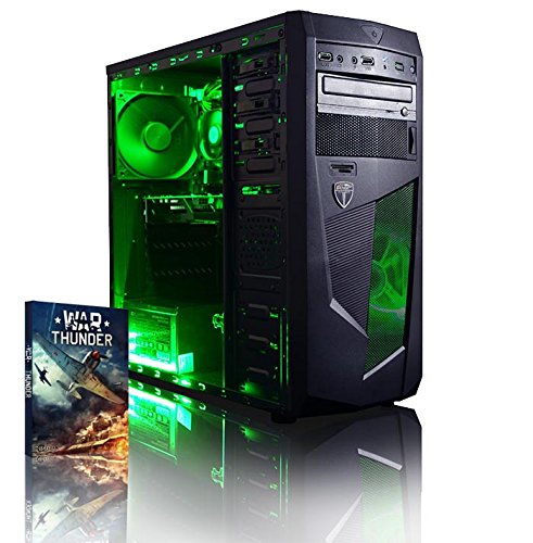 VIBOX Scope 3 Gaming PC - 3,9GHz AMD A4 Dual-Core APU, GT 710 GPU, preiswerte, Familien, Multimedia, Desktop Gamer Computer mit Spielgutschein, Grün Innenbeleuchtung, lebenslange Garantie* (3,7GHz (3,9GHz Turbo) superschneller AMD A4-6300 Dual-Core-APU / CPU-Prozessor, Nvidia GeForce GT 710 1GB Grafikkarte GPU, 8GB DDR3 1600MHz RAM, 1TB (1000GB) SATA III HDD 7200rpm Festplatte, 400W 85+ Netzteil, AVP Mamba Micro-ATX Gaming Gehäuse, FM2+ Mainboard, Ohne Windows Betriebssystem)