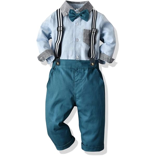 Combinaison Noël Bébé Garçon - Ensemble Gentleman Avec Nœud Papillon, Bretelles, Béret, Tailles 6-24 Mois