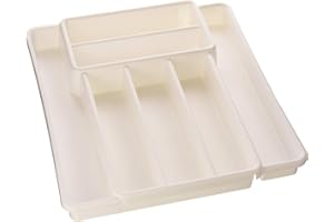 Rotho Domino PortaPosate con 7 Scomparti, Plastica (PP) senza BPA, Bianco, 39.7 x 34.1 x 5.1 cm