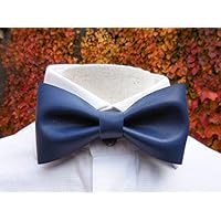 Premium Navy Blaue Leder Fliege