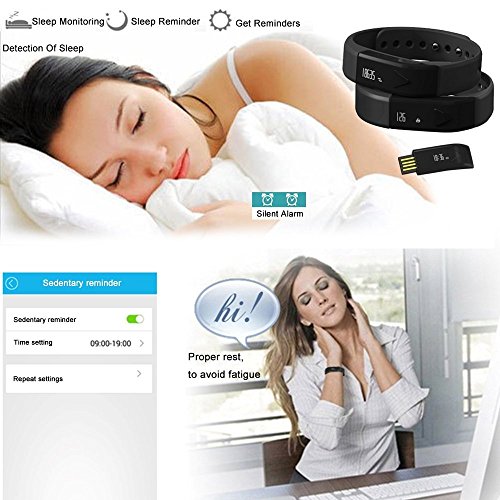 Efoshm Bluetooth 4.0 Fitness Aktivitätät Tracker Wearble Smart Band for Activity Tracking with Pedometer, Calorie, Counter and Alarm, Sleeping Monitor Smart Band Watch für iOS and Android Smart Armband - 6