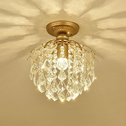 American country creative minimalist crystal ceiling lamp single light bedroom aisle bar lamp European crystal lamp, gold color E27 ( Size : A )