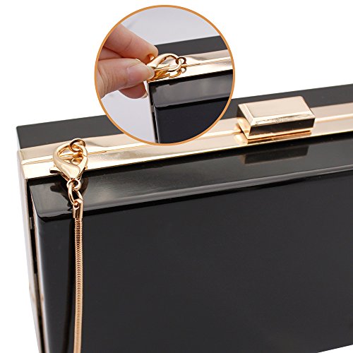 HQdeal Luxus Acryl Abendkupplungen/ Schultertaschen/ Handtasche/ Geldbörse Damen Klein Elegant für die Hochzeit Party- Schwarz - 3